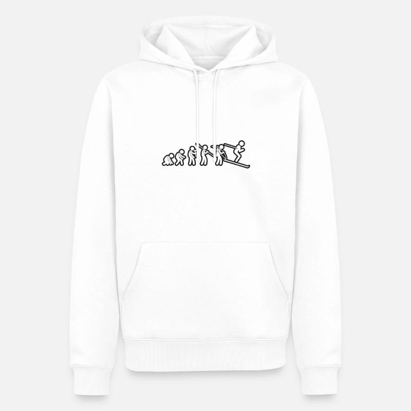 Evolution Ski Blanc Grunge - Sweat à capuche Premium bio Homme - blanc