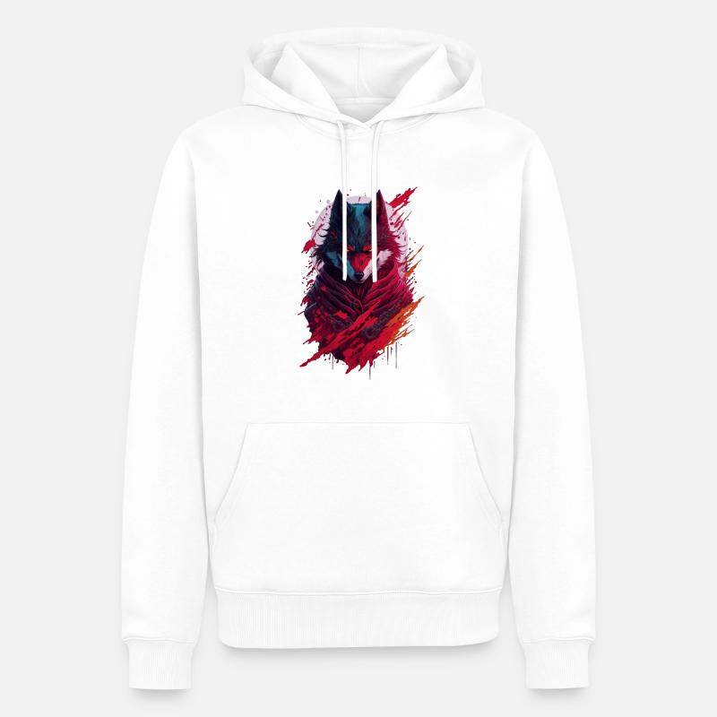 Böser Ninja-Wolf - Männer Premium Bio Hoodie - Weiß