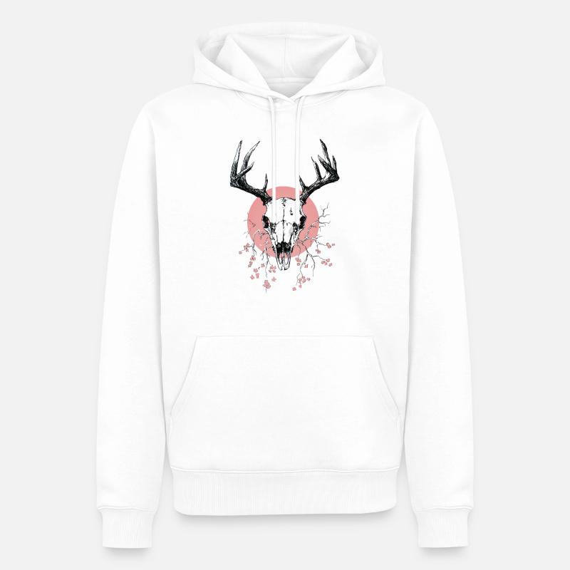 crâne de cerf (rose) - Sweat à capuche Premium bio Homme - blanc