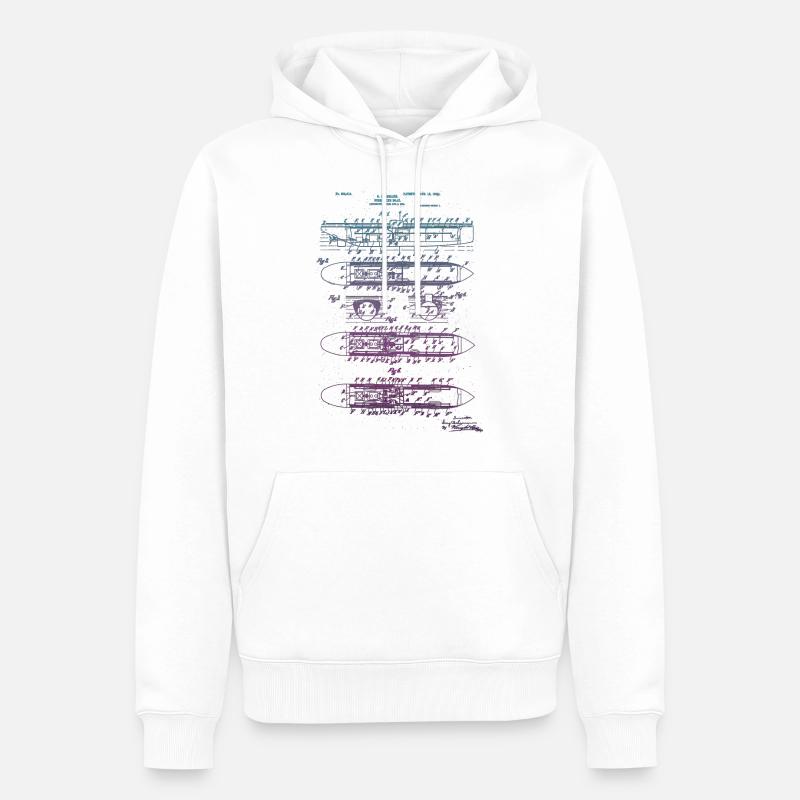 US896613A Bleu Violet - Sweat à capuche Premium bio Homme - blanc