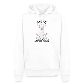Fuck You et votre Moral Lama Lama majeur doigt - Sweat à capuche Premium bio Homme - blanc - Devant - Nico (187cm)