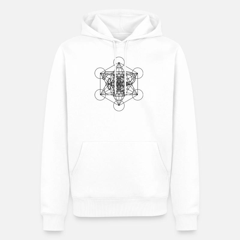 FramePace Metatron's Cube Schwarz - Männer Premium Bio Hoodie - Weiß
