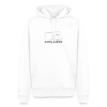 Happy Camper - Wohnmobil - Urlaub - Ferien - Männer Premium Bio Hoodie - Weiß - Vorne - Nico (187cm)