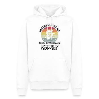 Alter Mann Fahrrad Opa Großvater Papa Geschenk Fun - Männer Premium Bio Hoodie - Weiß - Vorne - Nico (187cm)