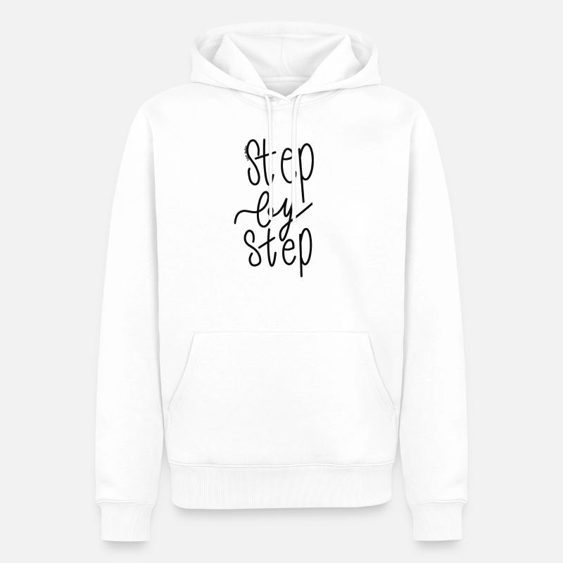Step By Step - Sweat à capuche Premium bio Homme - blanc