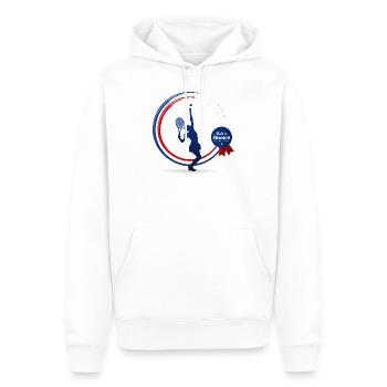 T-shirt bicolore Femme Tennis - Sweat à capuche Premium bio Homme - blanc - Devant - Nico (187cm)