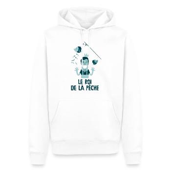 Le roi de la pêche - Sweat à capuche Premium bio Homme - blanc - Devant - Nico (187cm)