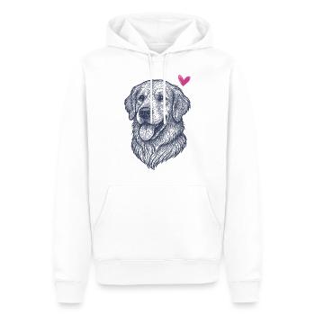 Golden Retriever – Freundlich, Treu & Herzlich - Männer Premium Bio Hoodie - Weiß - Vorne - Nico (187cm)