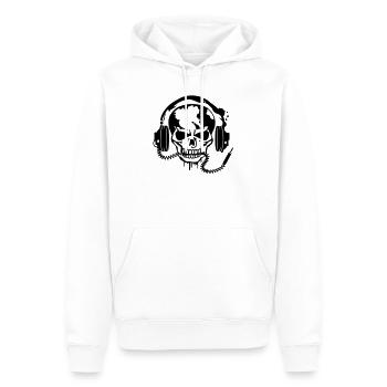 Un crâne avec un casque - Sweat à capuche Premium bio Homme - blanc - Devant - Nico (187cm)