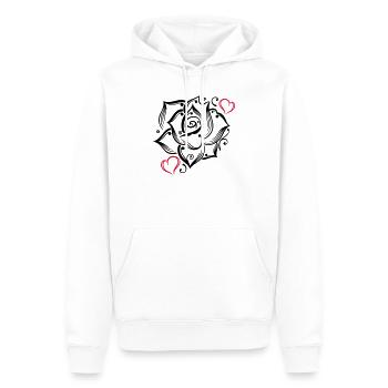Rose Herzen Liebe Blume Blühen Romantisch - Männer Premium Bio Hoodie - Weiß - Vorne - Nico (187cm)