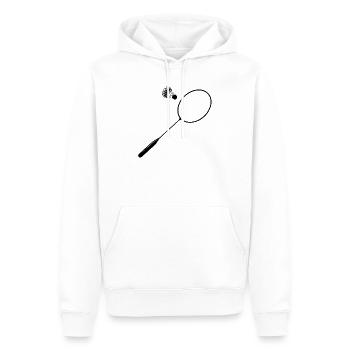 Badminton Federball mit Federballschläger - Männer Premium Bio Hoodie - Weiß - Vorne - Nico (187cm)