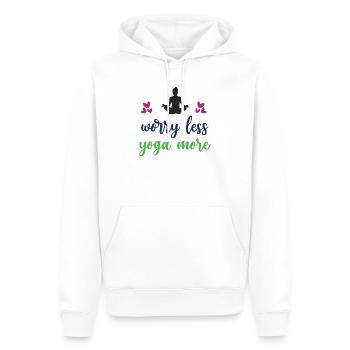 Inquiétez-vous moins Yoga Plus - Sweat à capuche Premium bio Homme - blanc - Devant - Nico (187cm)