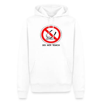 Do Not Touch - Men’s Premium Organic Hoodie - white - Front - Nico (187cm)