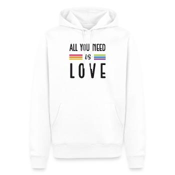 Mois de la fierté LGBTQ - Tout ce dont vous avez besoin, c’est de l’amour - Sweat à capuche Premium bio Homme - blanc - Devant - Nico (187cm)