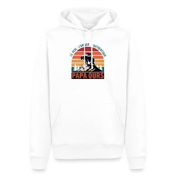 Papa Ours - Le Seul, L'unique, L'authentique - Sweat à capuche Premium bio Homme - blanc - Devant - Nico (187cm)