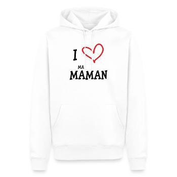 J'aime ma maman - Fête des Mères - Sweat à capuche Premium bio Homme - blanc - Devant - Nico (187cm)
