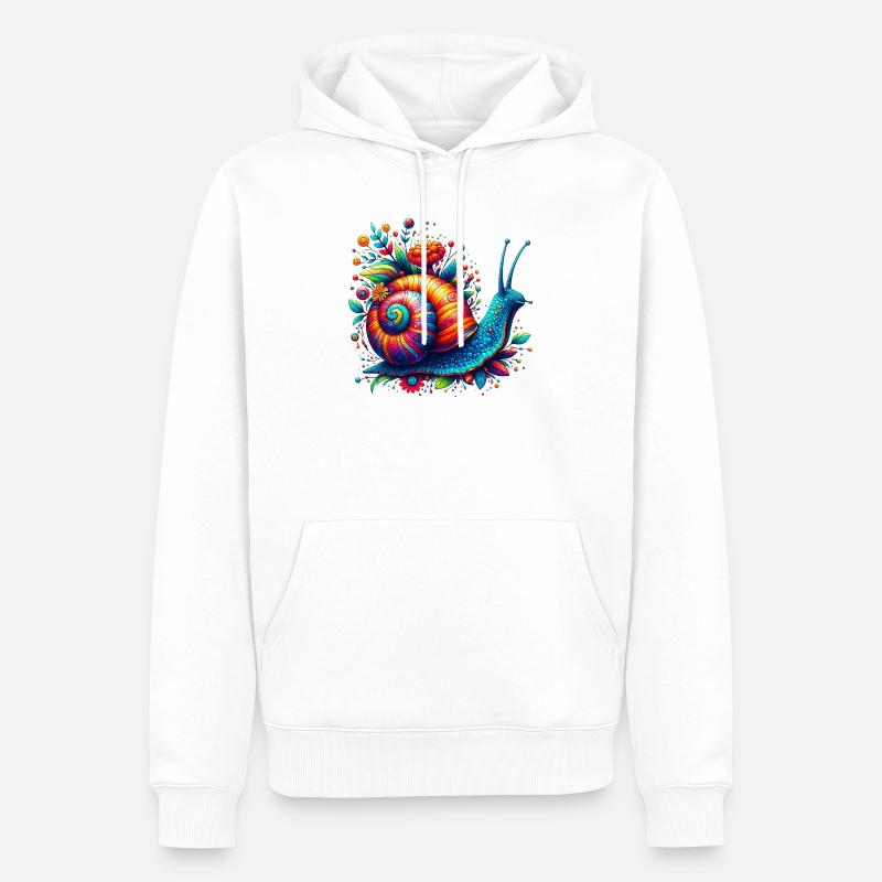 Escargot - Sweat à capuche Premium bio Homme - blanc
