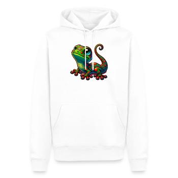 Gecko - Männer Premium Bio Hoodie - Weiß - Vorne - Nico (187cm)