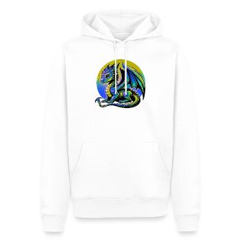 Dragon - Men’s Premium Organic Hoodie - white - Front - Nico (187cm)