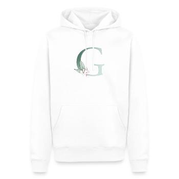 G Monogram, Floral, Personnalisable - Sweat à capuche Premium bio Homme - blanc - Devant - Nico (187cm)