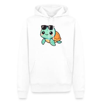 Cute turtle cartoon with sunglasses - Men’s Premium Organic Hoodie - white - Front - Nico (187cm)