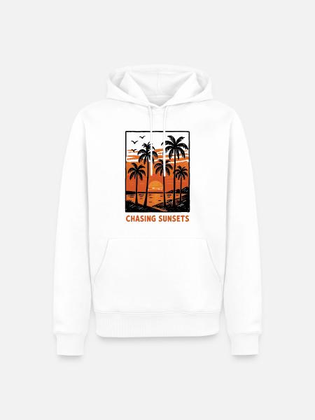 Chasing Sunset – Lifestyle Design Sonnenuntergang - Männer Premium Bio Hoodie - Weiß