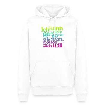 JE NE PEUX PAS VOMIR AUTANT QUE JE MANGE... - Sweat à capuche Premium bio Homme - blanc - Devant - Nico (187cm)