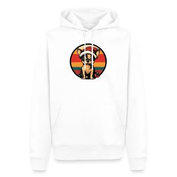 Le Père Noël Chihuahua dans un ring rétro - Sweat à capuche Premium bio Homme - blanc - Devant - Nico (187cm)