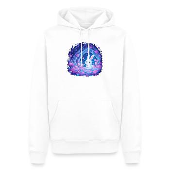Mondschein Kaninchen im Rosenwald - Männer Premium Bio Hoodie - Weiß - Vorne - Nico (187cm)