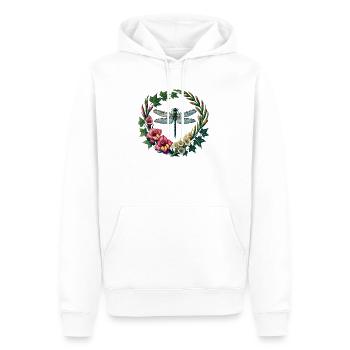 Dragonfly Floral Wreath Frame - Men’s Premium Organic Hoodie - white - Front - Nico (187cm)