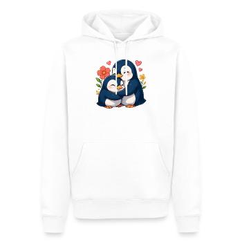 Des manchots câlins dans une mer de fleurs - Sweat à capuche Premium bio Homme - blanc - Devant - Nico (187cm)