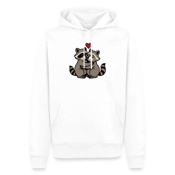 Waschbär Liebe Umarmung Retro Cartoon - Männer Premium Bio Hoodie - Weiß - Vorne - Nico (187cm)