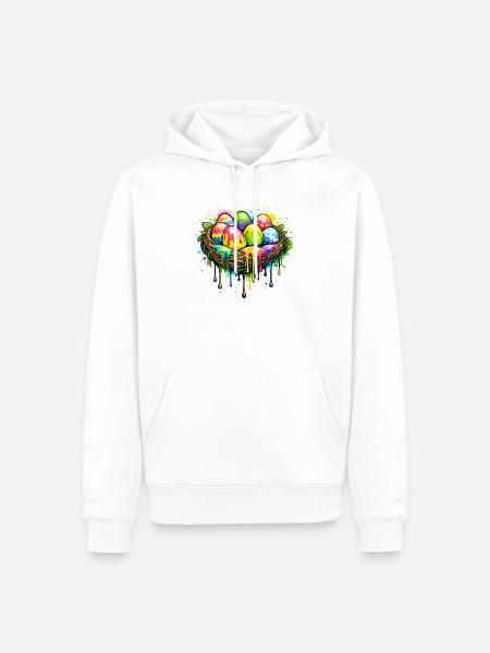 Buntes Osternest im Graffiti Stil  - Männer Premium Bio Hoodie - Weiß