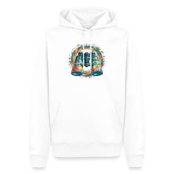 Tropen-Entdecker Binokular-Illustration - Männer Premium Bio Hoodie - Weiß - Vorne - Nico (187cm)