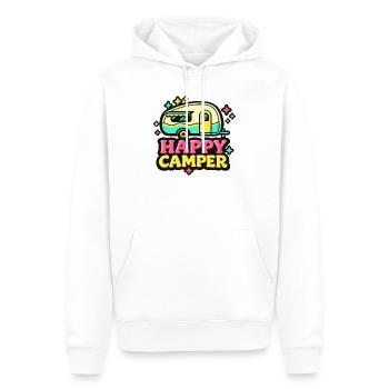 Fröhlicher Retro Camper - Männer Premium Bio Hoodie - Weiß - Vorne - Nico (187cm)