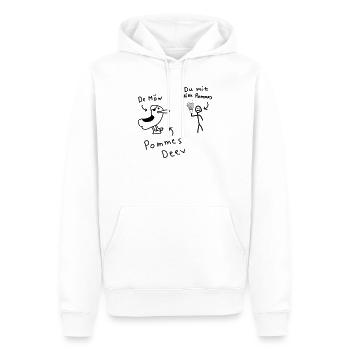 Pommes Deev Möw Dieb Möwe Plattdeutsch - Männer Premium Bio Hoodie - Weiß - Vorne - Nico (187cm)