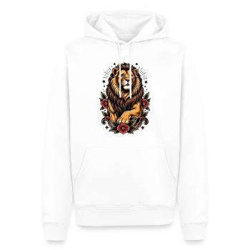 Inspiration florale du Lion - Sweat à capuche Premium bio Homme - blanc - Devant - Nico (187cm)