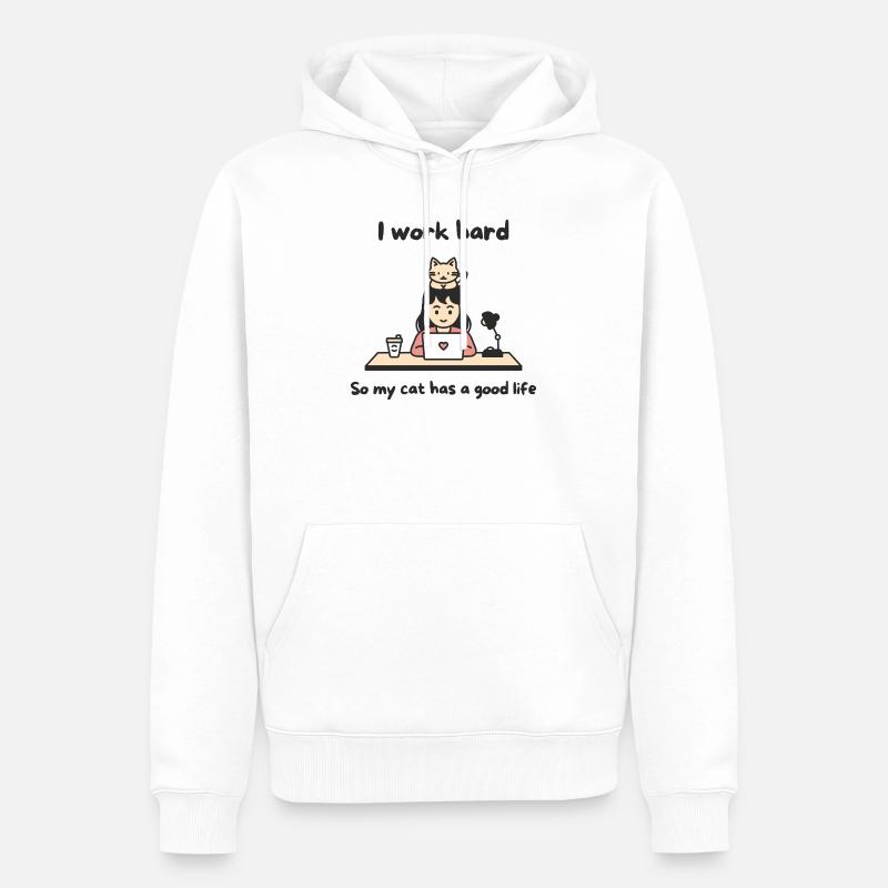 Bourreau de Chat Agité - Sweat à capuche Premium bio Homme - blanc