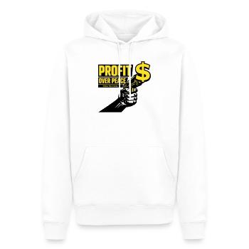 Satire du profit contre la paix - Sweat à capuche Premium bio Homme - blanc - Devant - Nico (187cm)