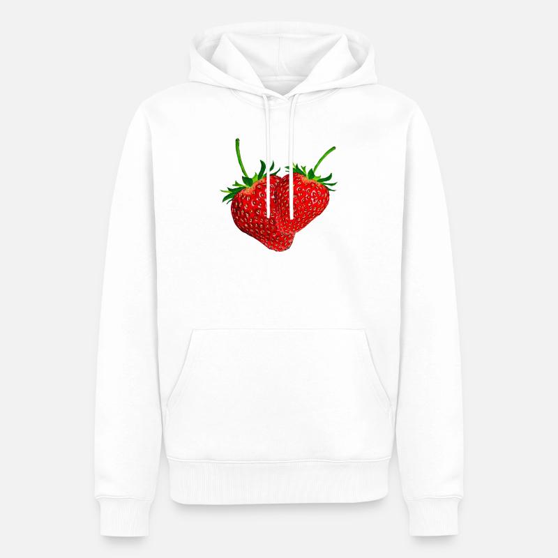 Fraises - Sweat à capuche Premium bio Homme - blanc