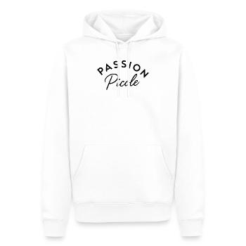 Passion picole – Design typographique humoristique - Sweat à capuche Premium bio Homme - blanc - Devant - Nico (187cm)