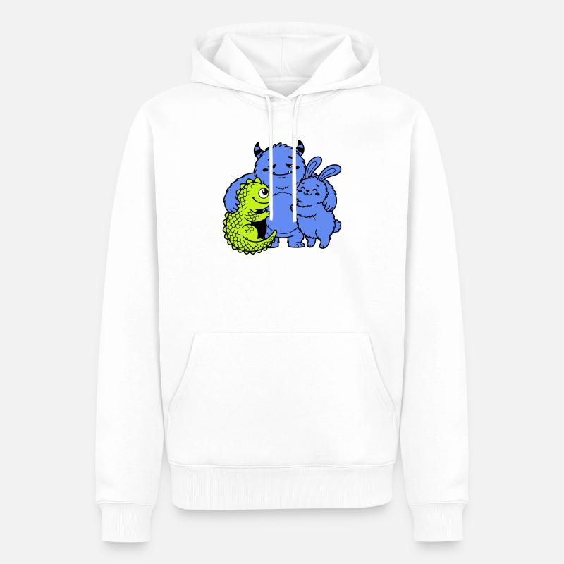 Monstres mignons - Sweat à capuche Premium bio Homme - blanc