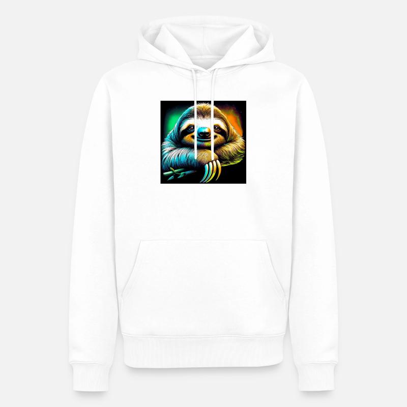 Faultier - Männer Premium Bio Hoodie - Weiß