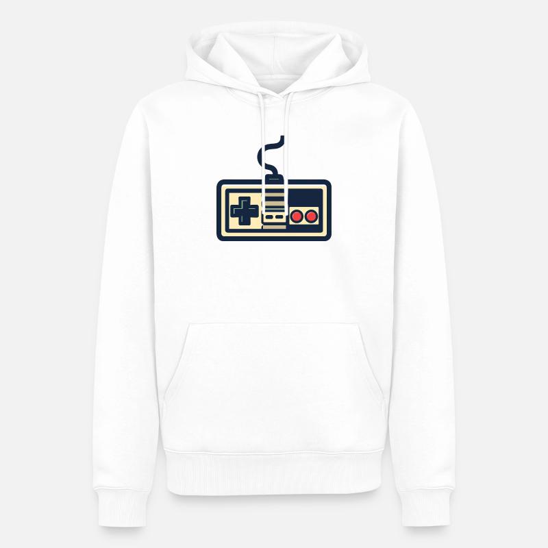 Retro-Gamecontroller-Design - Männer Premium Bio Hoodie - Weiß