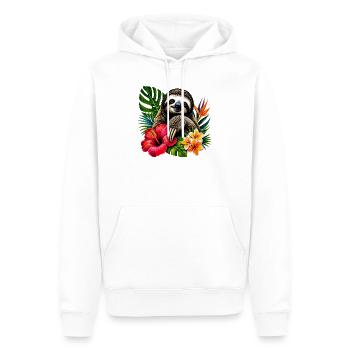 Paresseux tropical en pleine frénésie florale - Sweat à capuche Premium bio Homme - blanc - Devant - Nico (187cm)