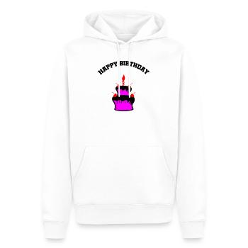 Pink Cake mit Kirschen und Kerze - Männer Premium Bio Hoodie - Weiß - Vorne - Nico (187cm)