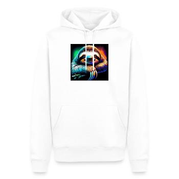 Faultier - Männer Premium Bio Hoodie - Weiß - Vorne - Nico (187cm)