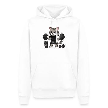 Chat d’entraînement - Sweat à capuche Premium bio Homme - blanc - Devant - Nico (187cm)