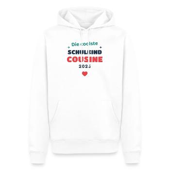 Einschulung 2026 Cousine - Schulkind Geschenk Schu - Männer Premium Bio Hoodie - Weiß - Vorne - Nico (187cm)