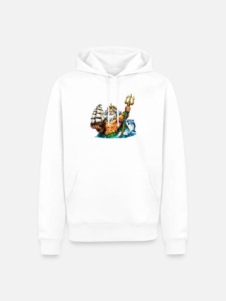 Neptune with sailing ship - Men’s Premium Organic Hoodie - white
